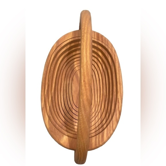 Wooden Ways oval oak wood Folding Basket handcrafted in the USA felt bottoms - Picture 5 of 12